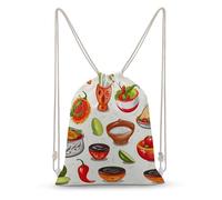asbwuo Mexican Salsa Symbols Drawstring Backpack Sport Gym Bags Yoga Shopping Travel Casual Daypacks for Women Men
