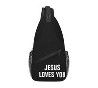 asbwuo Mochila bandolera con diseño de Jesús te amo para hombre y mujer, ideal para senderismo, viajes, mochila cruzada de día