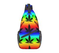 asbwuo Mochila bandolera Rainbow Weed para hombre y mujer, mochila tipo bandolera para el pecho, para deportes, viajes y senderismo