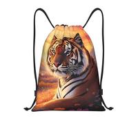asbwuo Mochila con cordón Rising Sun Tiger, ligera y apta para fitness y deportes, con correas para los hombros.