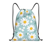 asbwuo Mochila con cordón y diseño de margaritas florales, ligera y adecuada para fitness y deportes, con correas para los hombros.