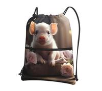 asbwuo Mochila deportiva con cordón y cremallera con estampado de cerdo joven y bonito, ideal para senderismo y fitness.