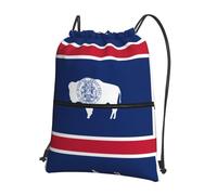 asbwuo Mochila deportiva con cordón y cremallera con estampado de la bandera del estado de Wyoming, ideal para senderismo y fitness.