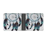asbwuo Native American Dream Catcher Leather Bifold Wallet with 2 Hidden Pockets 6 Card Slots Slim Wallets for Cash, Cards, and ID