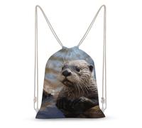 asbwuo Otter Playing in The Water Drawstring Backpack Sport Gym Bags Yoga Shopping Travel Casual Daypacks for Women Men