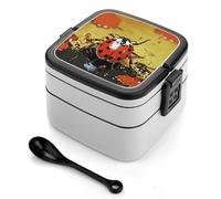 asbwuo Paint Spotted Ladybug Bento Box 1000ml Leak Proof Lunch Container with Removable Dividers & Spoon - BPA-Free PP Stackable Lunch Box for Work, Office, Picnic, Travel, Dining Out