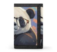 asbwuo Panda with A Tilted Head Slim Wallets for Men Money Clip Card Holder Wallet Men's Trifold Wallet and Coin Pocket