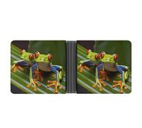 asbwuo Red Eyed Tree Frog Leather Bifold Wallet with 2 Hidden Pockets 6 Card Slots Slim Wallets for Cash, Cards, and ID