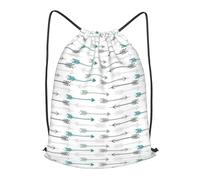 asbwuo Retro Arrow Grey Teal Outdoor Leisure Drawstring Backpack, Lightweight Waterproof Sports Bag For Men & Women - Gym, Yoga, Travel