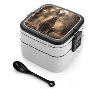 asbwuo Sit on The Floor Bento Box, 2 Compartments Meal-Prep Containers, Stackable Lunch Box with Lids, Reusable Divided Food Storage Containers for Travel, And Work