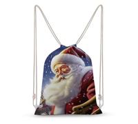 asbwuo Smiling Santa Claus Drawstring Backpack Sport Gym Bags Yoga Shopping Travel Casual Daypacks for Women Men
