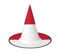 asbwuo Sombrero de bruja con estampado de la bandera de Mónaco para Halloween, disfraz de bruja para mujer, accesorio para fiesta de cosplay y mago.