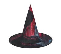 asbwuo Sombrero de bruja plegable para Halloween con estampado de ataque de piratas informáticos, ligero para fiestas de disfraces, carnaval y Halloween.