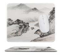 asbwuo Sous-Main de Bureau imperméable Avec Motif paysage Chinois, coutures Anti-effilochage et Dessous antidérapant en Caoutchouc, idéal pour Souris Sans Fil au Bureau et à la Maison.