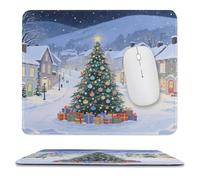 asbwuo Sous-Main de Bureau imperméable Christmas Town Avec coutures Anti-effilochage et Dessous en Caoutchouc antidérapant, idéal pour Souris Sans Fil au Bureau et à la Maison.