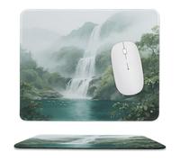 asbwuo Sous-Main de Bureau imperméable Motif Cascade de montagne, Avec coutures Anti-effilochage et Dessous en Caoutchouc antidérapant, idéal pour Souris Sans Fil au Bureau et à la Maison.