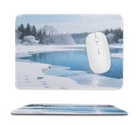 asbwuo Sous-Main imperméable Winter Ice Lakes Avec coutures Anti-effilochage et Dessous en Caoutchouc antidérapant, idéal pour Souris Sans Fil au Bureau et à la Maison.