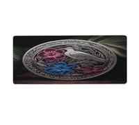 asbwuo Tapis de Bureau Hibiscus et Lierre 30 x 81 cm Avec bords cousus, Grand Tapis de Souris Gaming antidérapant en Caoutchouc pour ordinateur de Bureau, ordinateur Portable et Bureau à Domicile.