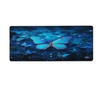 asbwuo Tapis de Bureau Papillon Bleu 30 x 80 cm Avec bords cousus, Grand Tapis de Souris Gaming antidérapant en Caoutchouc pour ordinateur de Bureau, ordinateur Portable et Bureau à Domicile.
