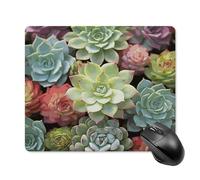 asbwuo Tapis de Souris carré imperméable à Motif de plantes succulentes vertes, antidérapant, pour le Bureau, Les Jeux et la Maison.