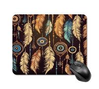 asbwuo Tapis de Souris carré imperméable à Motif ethnique Tribal Vintage Avec Plumes, antidérapant, idéal pour le jeu Sur Bureau, au Bureau et à la Maison.