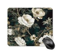 asbwuo Tapis de Souris carré imperméable à Motif Floral Blanc, antidérapant, idéal pour le jeu Sur Bureau, au Bureau et à la Maison.
