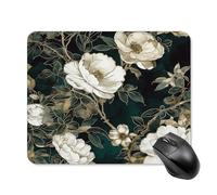 asbwuo Tapis de Souris carré imperméable à Motif Floral Blanc, antidérapant, idéal pour le jeu Sur Bureau, au Bureau et à la Maison.