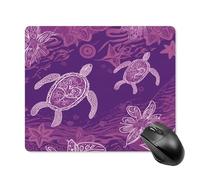 asbwuo Tapis de Souris carré imperméable à Motif tortue de mer Violette, Style Hawaï, antidérapant, idéal pour le jeu, le Bureau et la Maison.