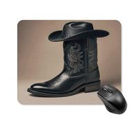 asbwuo Tapis de Souris carré imperméable Avec imprimé de Bottes et Chapeau de Cowboy Noir, antidérapant, idéal pour le Bureau, Les Jeux et la Maison.