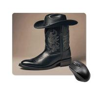 asbwuo Tapis de Souris carré imperméable Avec imprimé de Bottes et Chapeau de Cowboy Noir, antidérapant, idéal pour le Bureau, Les Jeux et la Maison.