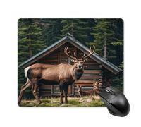 asbwuo Tapis de Souris carré imperméable Avec Motif Chalet de montagne et élan, antidérapant, pour le Bureau, Les Jeux et la Maison.