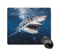 asbwuo Tapis de Souris carré imperméable Avec Motif de Grand Requin Blanc gueule ouverte, antidérapant, idéal pour le Bureau, Les Jeux et la Maison.