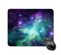 asbwuo Tapis de Souris carré imperméable Avec Motif Galaxie Vert, Bleu et Violet, antidérapant, idéal pour le jeu Sur Bureau, au Bureau et à la Maison.