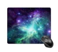asbwuo Tapis de Souris carré imperméable Avec Motif Galaxie Vert, Bleu et Violet, antidérapant, idéal pour le jeu Sur Bureau, au Bureau et à la Maison.