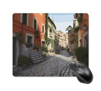 asbwuo Tapis de Souris carré imperméable Avec Motif « Rue d'Italie », antidérapant, idéal pour le jeu, le Bureau et la Maison.