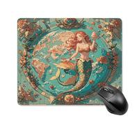 asbwuo Tapis de Souris carré imperméable Avec Motif Vintage de sirènes, antidérapant, idéal pour le jeu, le Bureau et la Maison.