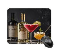 asbwuo Tapis de Souris carré imperméable Avec Motifs de verres à Cocktail et de bouteilles de Vin, antidérapant, idéal pour le Bureau, Les Jeux et la Maison.