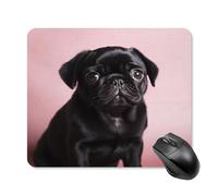 asbwuo Tapis de Souris carré imperméable Avec un Adorable Carlin Noir, antidérapant, idéal pour Les Jeux Sur Bureau, au Bureau et à la Maison.