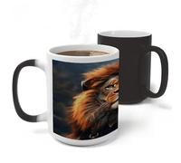 asbwuo Taza de león de ciencia ficción de 11 oz, mágica, sensible al calor, con cambio de color, divertida, personalizada, novedosa, de cerámica, elegante, para hombres y mujeres.