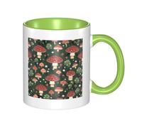 asbwuo Tazas de cerámica bicolor de 325 ml con elegante diseño de hongos brillantes en 3D, interior colorido, para café, té, ideal para el hogar, la oficina y la cocina.