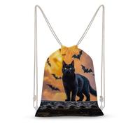 asbwuo The Black Cat Is Pacing on The Roof - Mochila deportiva con cordón ajustable, para gimnasio, yoga, compras, viajes, casual, para mujeres y hombres