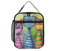 asbwuo Three Cats Side by Side Lunch Bag for Work & Travel - Leakproof Insulated Bento Box Cooler Tote for Men & Women