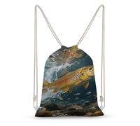 asbwuo Trout in The Water Drawstring Backpack Sport Gym Bags Yoga Shopping Travel Casual Daypacks for Women Men