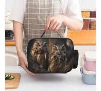 asbwuo Two Owls on The Tree Insulated Lunch Bag for Women Lunch Box Large Capacity, Leakproof Tote with Detachable Handles- 5-Hour Cold/Hot Retention Cooler Bag for Office, Picnic, Camping