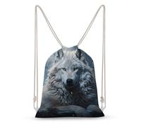 asbwuo Wolf Sitting in The Snow Drawstring Backpack Sport Gym Bags Yoga Shopping Travel Casual Daypacks for Women Men