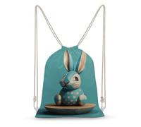 asbwuo Wooden Bunny Drawstring Backpack Sport Gym Bags Yoga Shopping Travel Casual Daypacks for Women Men