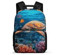 asbwuo Zaino a forma di stella marina e pesce tropicale, leggero, casual, da lavoro, resistente, dal design classico, per l'uso quotidiano