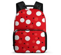 asbwuo Zaino a pois rosso bianco, leggero, casual, da lavoro, da lavoro, dal design classico e resistente per l'uso quotidiano.