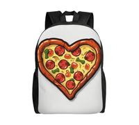 asbwuo Zaino carino a forma di cuore con scritta I Love Pizza e motivo a forma di cuore, impermeabile e leggero, per laptop, borsa a tracolla, casual, per donne e uomini.