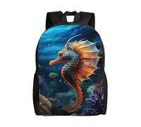 asbwuo Zaino carino con cavalluccio marino, impermeabile, leggero, per laptop, borsa a tracolla, casual, per donne e uomini